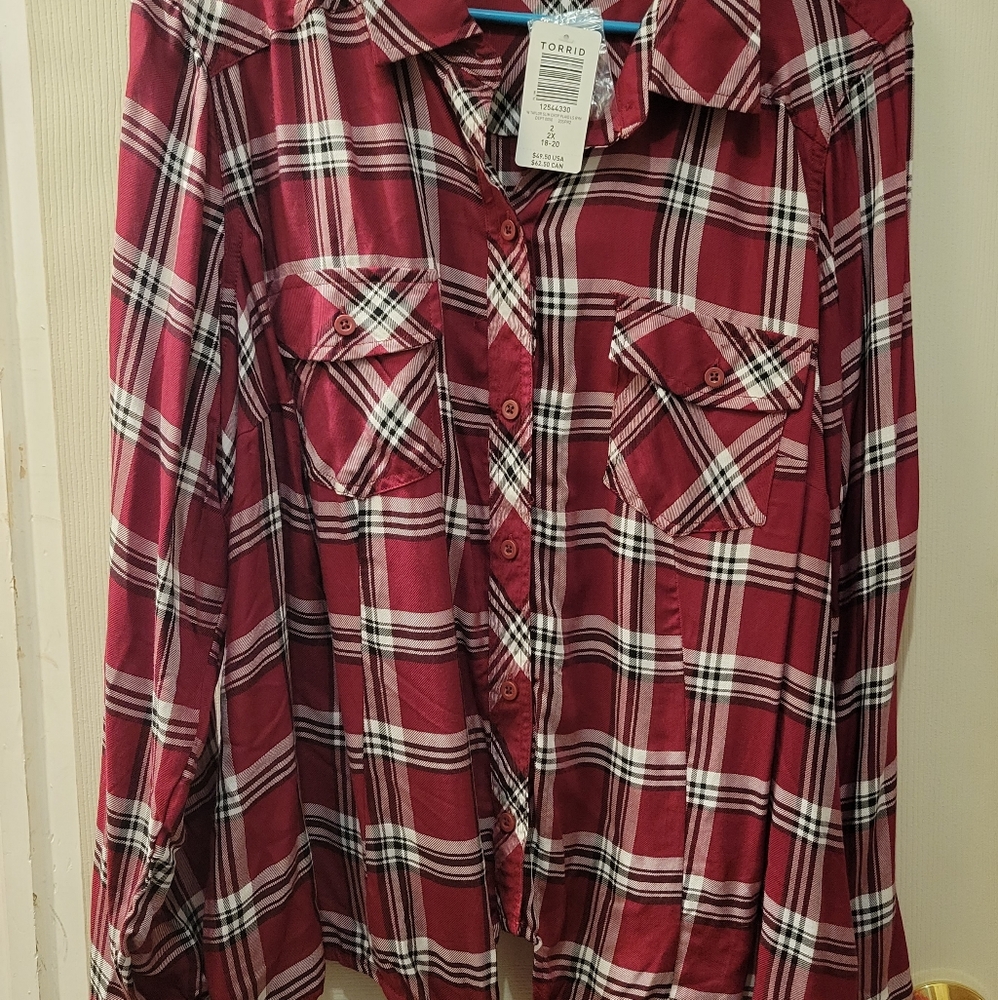 Torrid Slim Crop Plaid Top